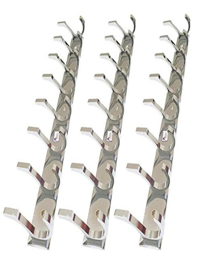 REDON 8 Pin Heavy Duty Cloth Hooks for Door, Wall Hanger for Clothes,Bathroom Hangers and Kitchen Hangers | Chrome Finish (Pack of 3) - Image 1